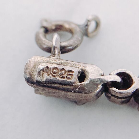 VTG Sterling 925 Marcasite Rainbow Gemstone Bracelet w/ Safety Chain, Y2K EUC - Picture 9 of 10